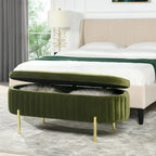 Banc de rangement capitonné ovale en velours Chloe Modern Glam Performance