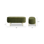 Banc de rangement capitonné ovale en velours Chloe Modern Glam Performance