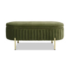 Banc de rangement capitonné ovale en velours Chloe Modern Glam Performance