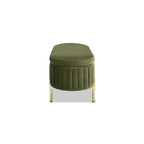 Banc de rangement capitonné ovale en velours Chloe Modern Glam Performance