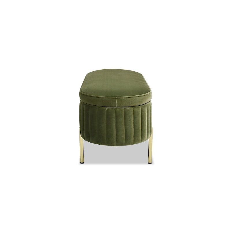 Banc de rangement capitonné ovale en velours Chloe Modern Glam Performance