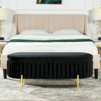 Banc de rangement capitonné ovale en velours Chloe Modern Glam Performance