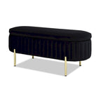 Banc de rangement capitonné ovale en velours Chloe Modern Glam Performance
