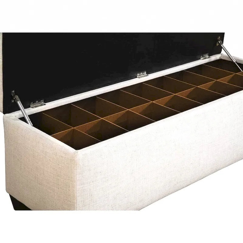 Banc de rangement pour chaussures en tissu Magnolia de Sole Secret Loft avec pieds couleur expresso