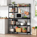 Étagère de cuisine 43 pouces avec support micro-ondes, étagère de rangement utilitaire de cuisine 5 niveaux et 10 crochets pour cuisine et salon