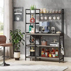 Étagère de cuisine 43 pouces avec support micro-ondes, étagère de rangement utilitaire de cuisine 5 niveaux et 10 crochets pour cuisine et salon