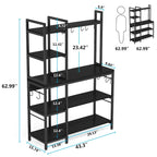 Étagère de cuisine 43 pouces avec support micro-ondes, étagère de rangement utilitaire de cuisine 5 niveaux et 10 crochets pour cuisine et salon