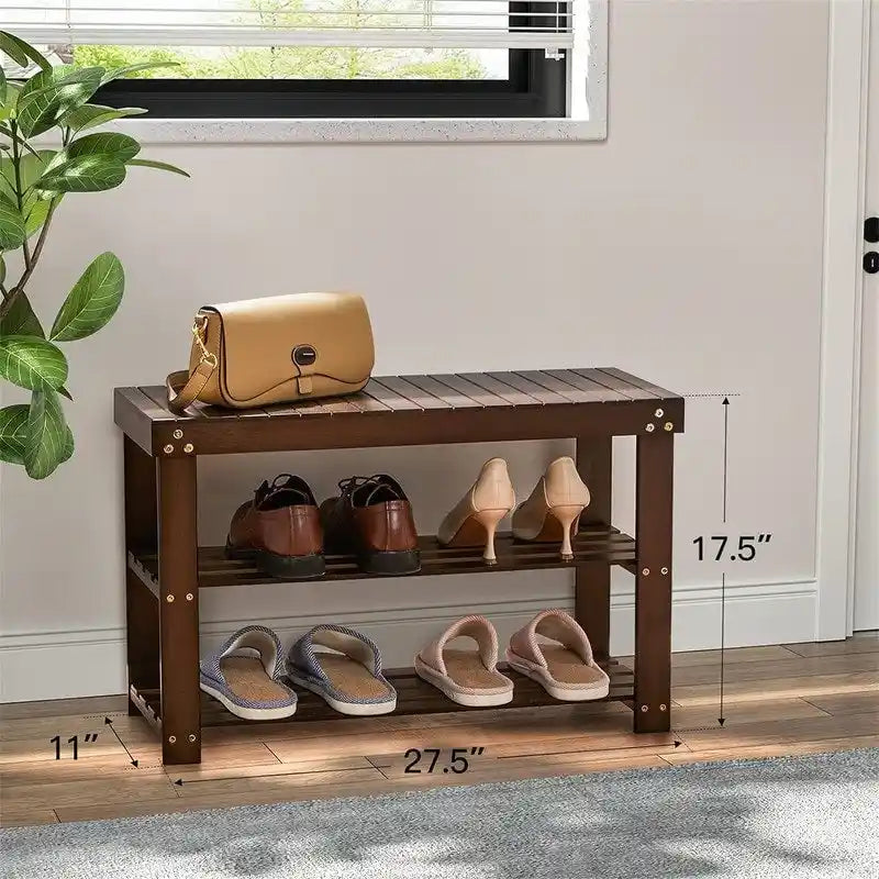 Banc à chaussures robuste à 3 niveaux - 11P x 27,5L x 17,5H