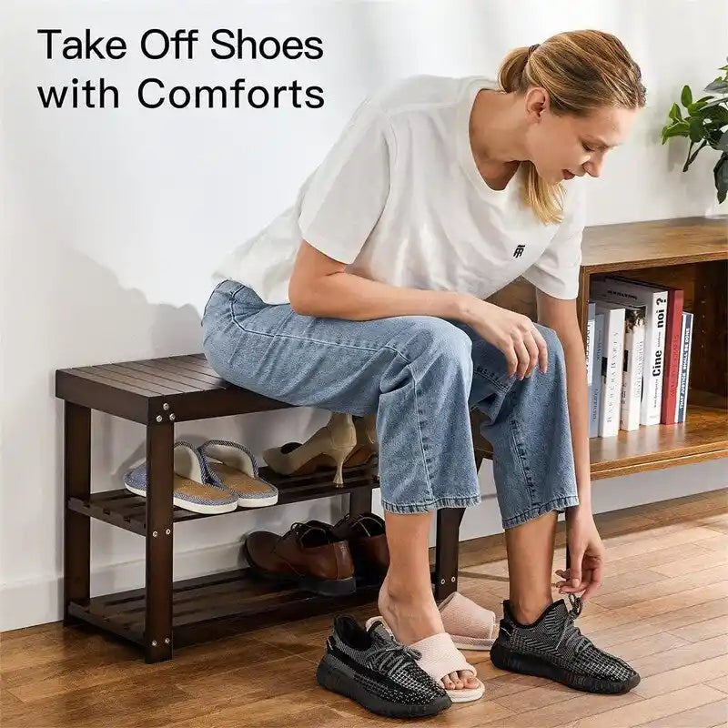 Banc à chaussures robuste à 3 niveaux - 11P x 27,5L x 17,5H