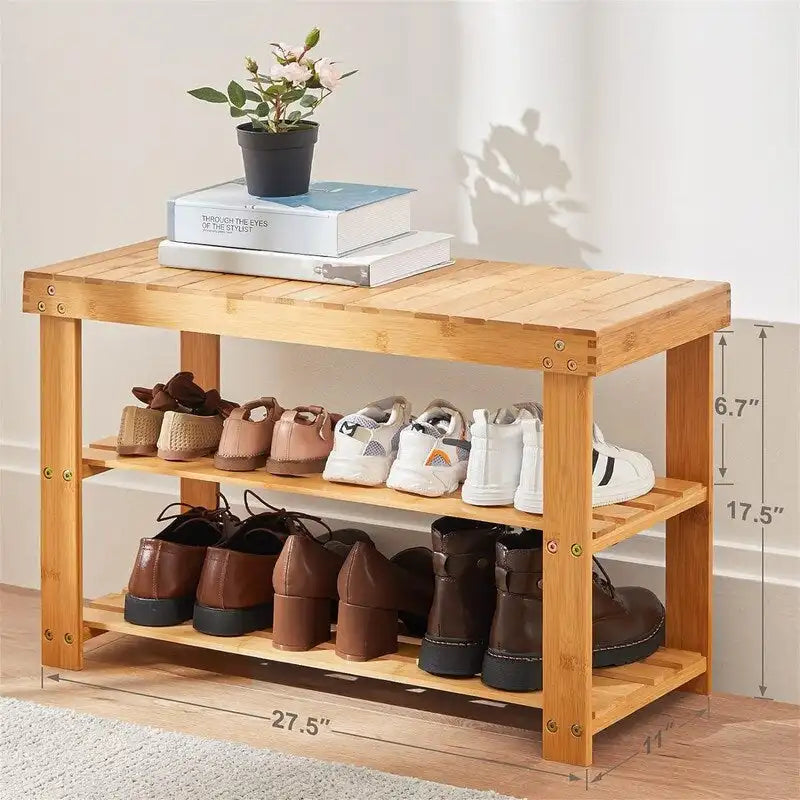 Banc à chaussures robuste à 3 niveaux - 11P x 27,5L x 17,5H