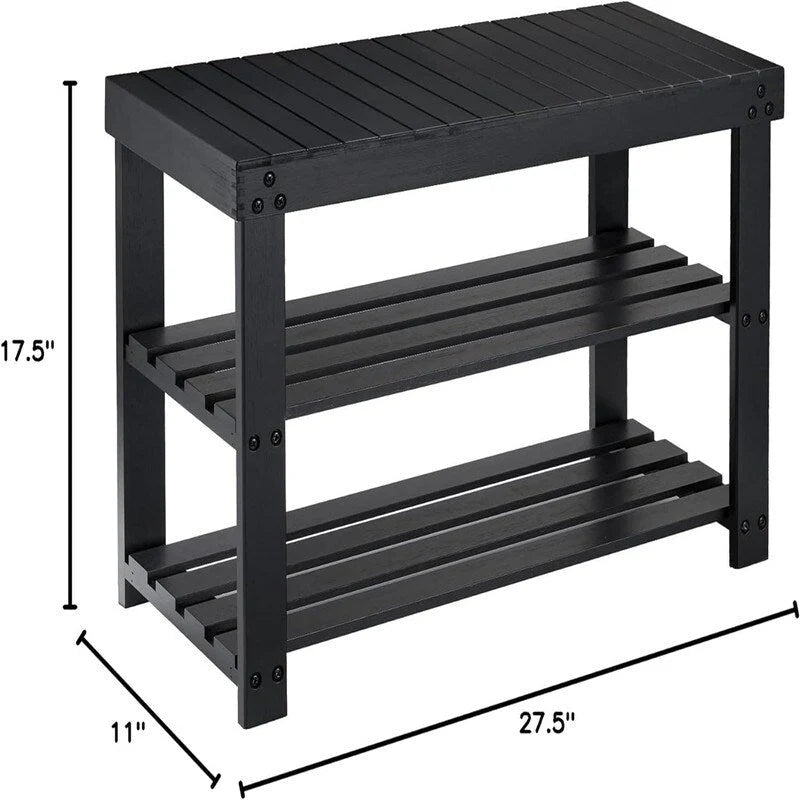 Banc à chaussures robuste à 3 niveaux - 11P x 27,5L x 17,5H