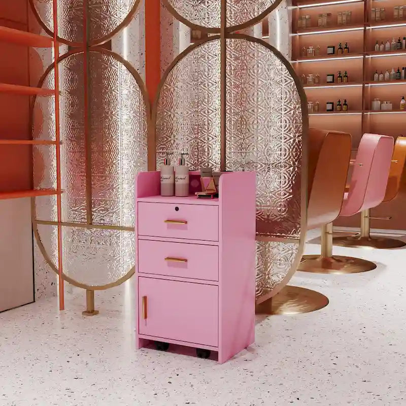 Meuble de rangement verrouillable pour salon de beauté