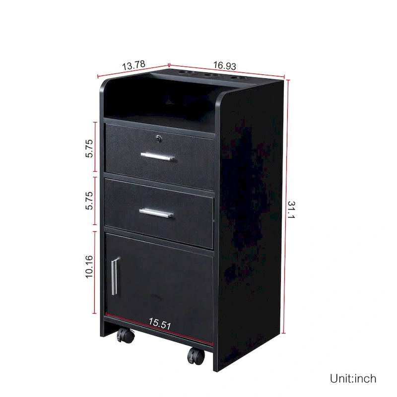 Meuble de rangement verrouillable pour salon de beauté