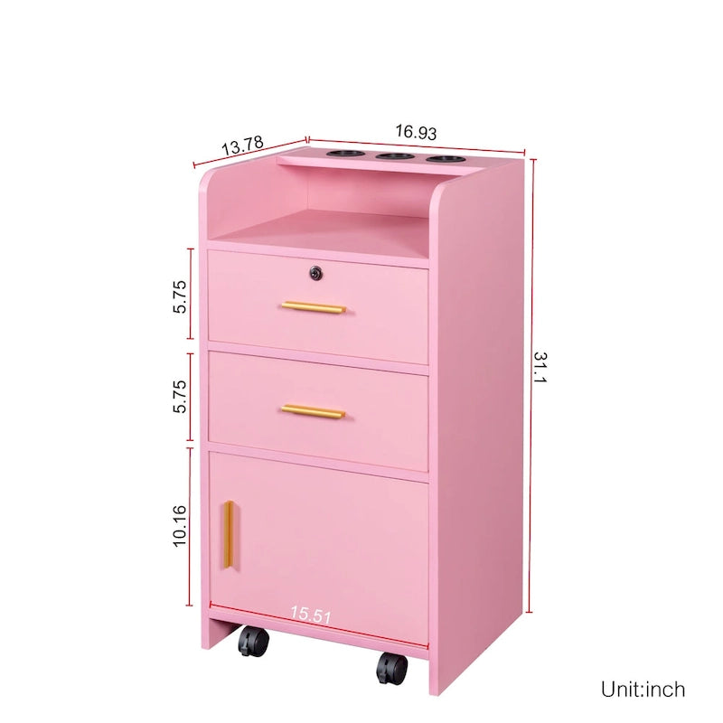 Meuble de rangement verrouillable pour salon de beauté