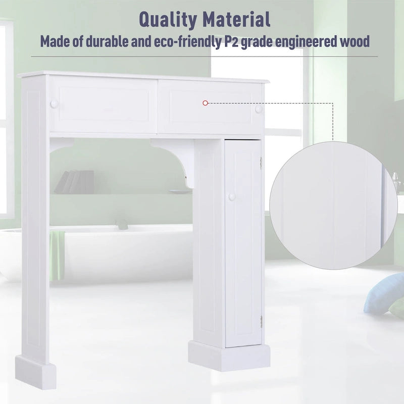 Meuble de rangement de salle de bain HomCom autoportant au-dessus des toilettes - Blanc - 35*9*41