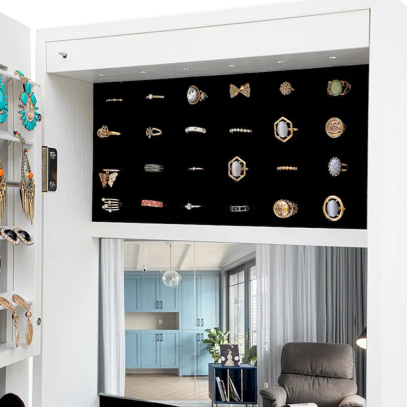 Coiffeuse miroir de rangement de bijoux simple et élégante avec lumières LED