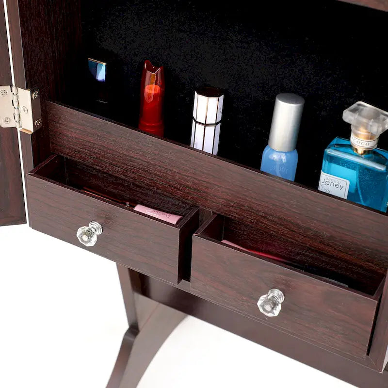 Coiffeuse miroir de rangement de bijoux simple et élégante avec lumières LED