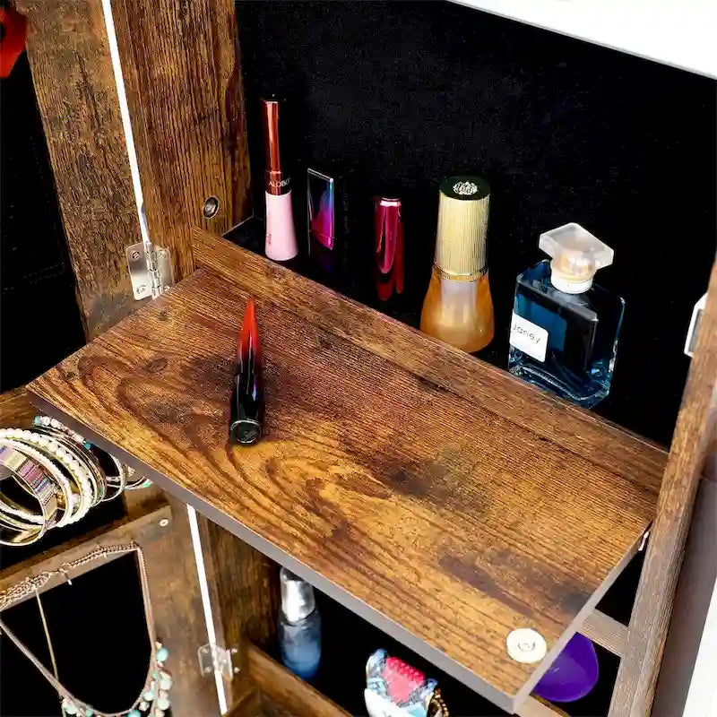 Coiffeuse miroir de rangement de bijoux simple et élégante avec lumières LED
