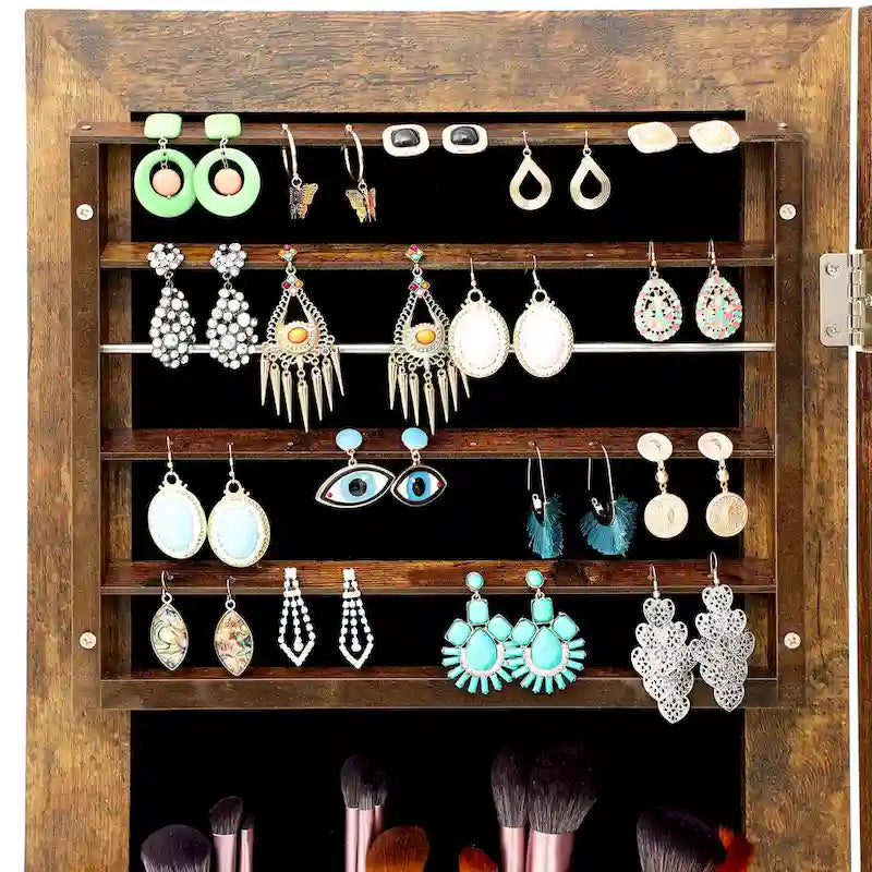 Coiffeuse miroir de rangement de bijoux simple et élégante avec lumières LED