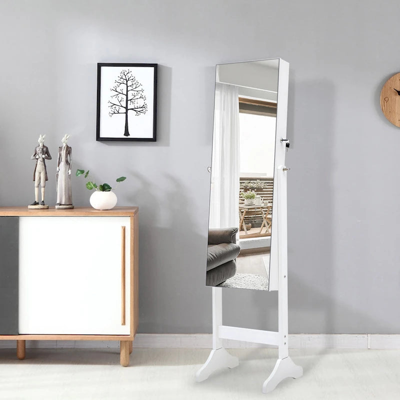Coiffeuse miroir de rangement de bijoux simple et élégante avec lumières LED