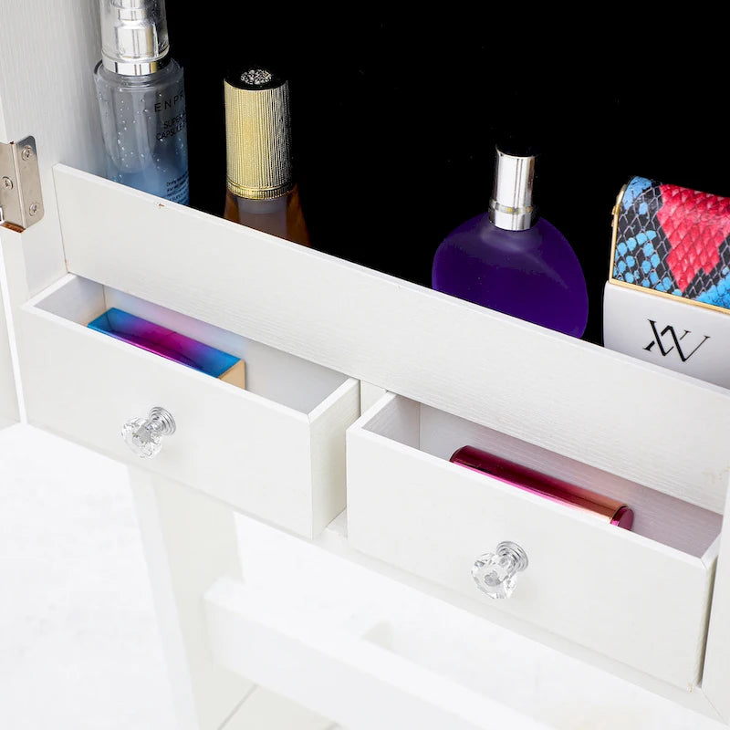 Coiffeuse miroir de rangement de bijoux simple et élégante avec lumières LED