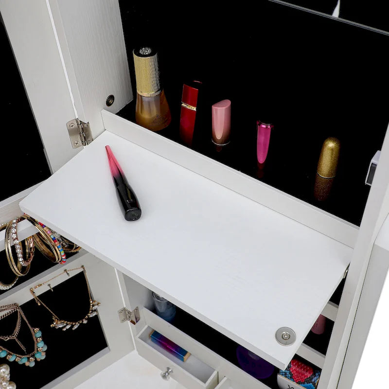 Coiffeuse miroir de rangement de bijoux simple et élégante avec lumières LED