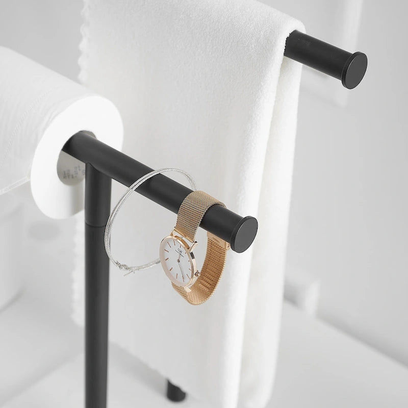 Porte-serviettes de comptoir à 2 niveaux sur pied avec base en marbre naturel
