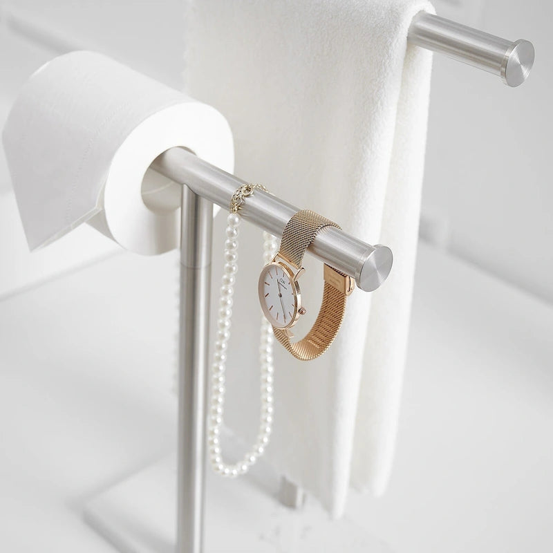 Porte-serviettes de comptoir à 2 niveaux sur pied avec base en marbre naturel