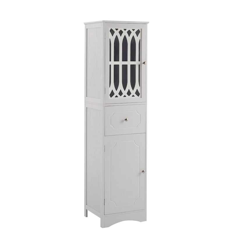 Meuble de rangement de salle de bain blanc autoportant avec étagère réglable