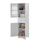 Meuble de rangement de salle de bain blanc autoportant avec étagère réglable