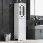 Meuble de rangement de salle de bain blanc autoportant avec étagère réglable