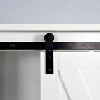 Meuble de rangement pour toilettes avec étagères réglables et porte coulissante type « porte de grange »