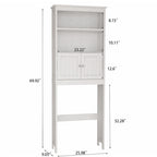 Étagère de Rangement pour WC et Salle de Bain 2 Niveaux en Bois Blanc