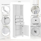 Meuble de rangement blanc moderne avec 3 tiroirs et étagères réglables pour salle de bain, cuisine et salon