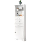 Meuble de rangement blanc moderne avec 3 tiroirs et étagères réglables pour salle de bain, cuisine et salon