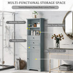 Meuble de rangement blanc moderne avec 3 tiroirs et étagères réglables pour salle de bain, cuisine et salon