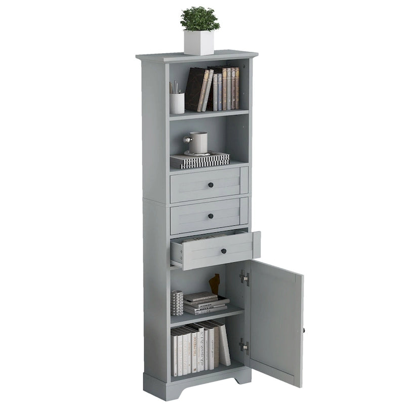 Meuble de rangement blanc moderne avec 3 tiroirs et étagères réglables pour salle de bain, cuisine et salon