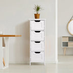 Meuble de Rangement de Salle de Bain Blanc Autoportant avec Tiroirs - 30L x 30P x 82H cm