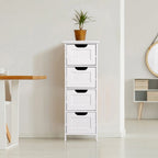 White Bathroom Storage Cabinet Freestanding with Drawers - 11.8L x 11.8W x 32.3H