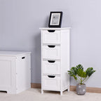 Meuble de Rangement de Salle de Bain Blanc Autoportant avec Tiroirs - 30L x 30P x 82H cm