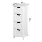 Meuble de Rangement de Salle de Bain Blanc Autoportant avec Tiroirs - 30L x 30P x 82H cm