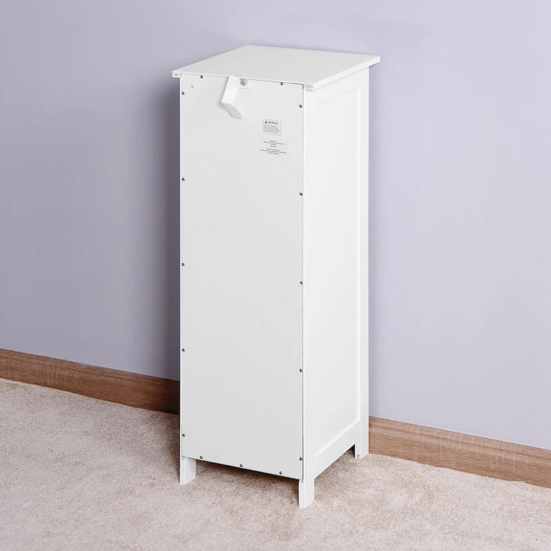 Meuble de Rangement de Salle de Bain Blanc Autoportant avec Tiroirs - 30L x 30P x 82H cm