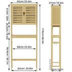 Étagère de Rangement pour Toilettes en Bambou avec Étagère Ouverte et Placard