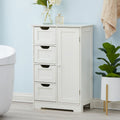 White Wood 4-Drawer 1-Door Bathroom Storage Cabinet - 32.68 H x 22.05 W x 11.81 D