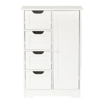 Meuble de rangement de salle de bain en bois blanc à 4 tiroirs et 1 porte - 83 cm H x 56 cm L x 30 cm P