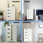 Meuble de rangement de salle de bain en bois blanc à 4 tiroirs et 1 porte - 83 cm H x 56 cm L x 30 cm P