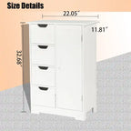 Meuble de rangement de salle de bain en bois blanc à 4 tiroirs et 1 porte - 83 cm H x 56 cm L x 30 cm P