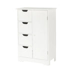 Meuble de rangement de salle de bain en bois blanc à 4 tiroirs et 1 porte - 83 cm H x 56 cm L x 30 cm P