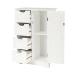 Meuble de rangement de salle de bain en bois blanc à 4 tiroirs et 1 porte - 83 cm H x 56 cm L x 30 cm P