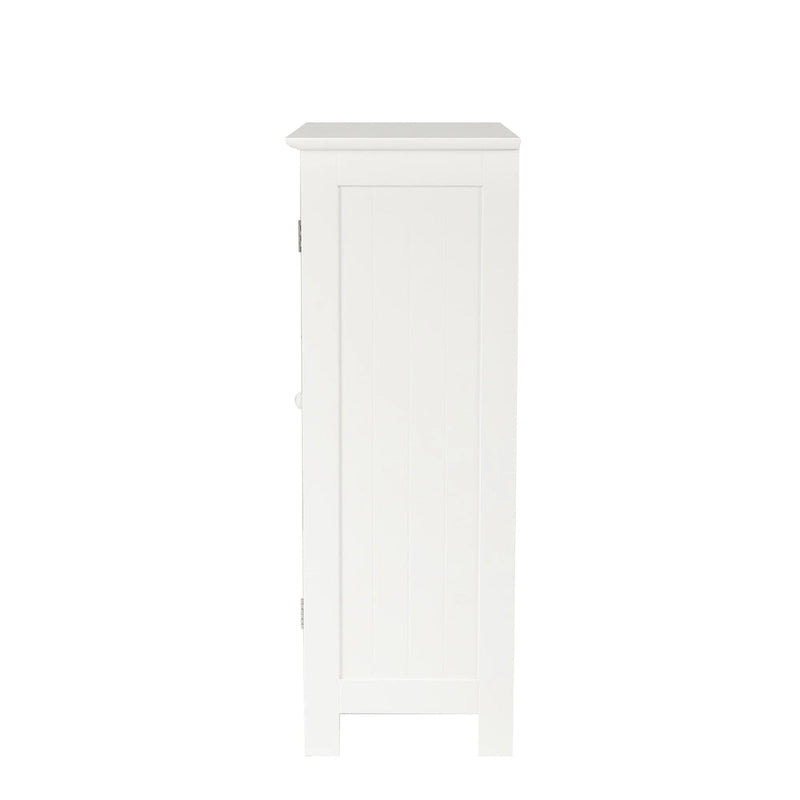 Meuble de rangement de salle de bain en bois blanc à 4 tiroirs et 1 porte - 83 cm H x 56 cm L x 30 cm P